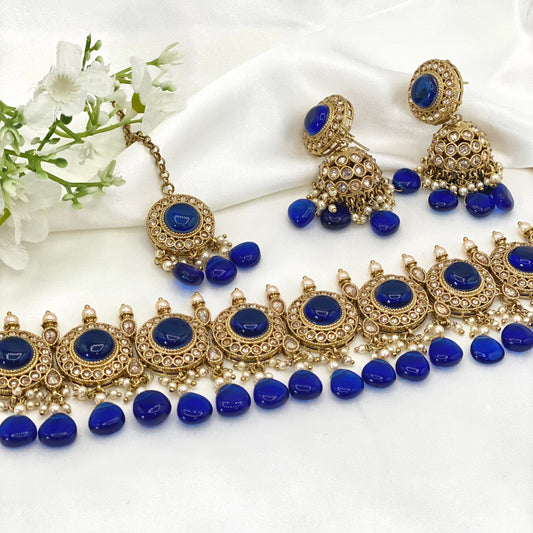 Monalisa Choker in Navy Blue