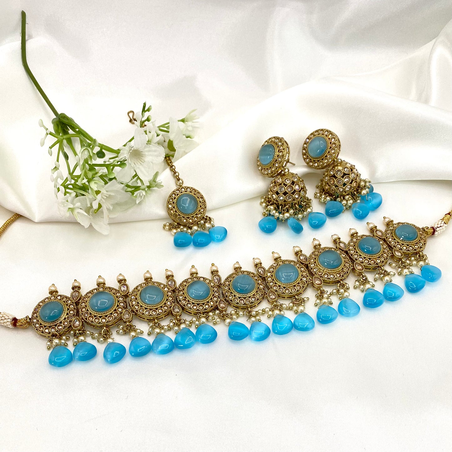 Monalisa Choker in Sky Blue