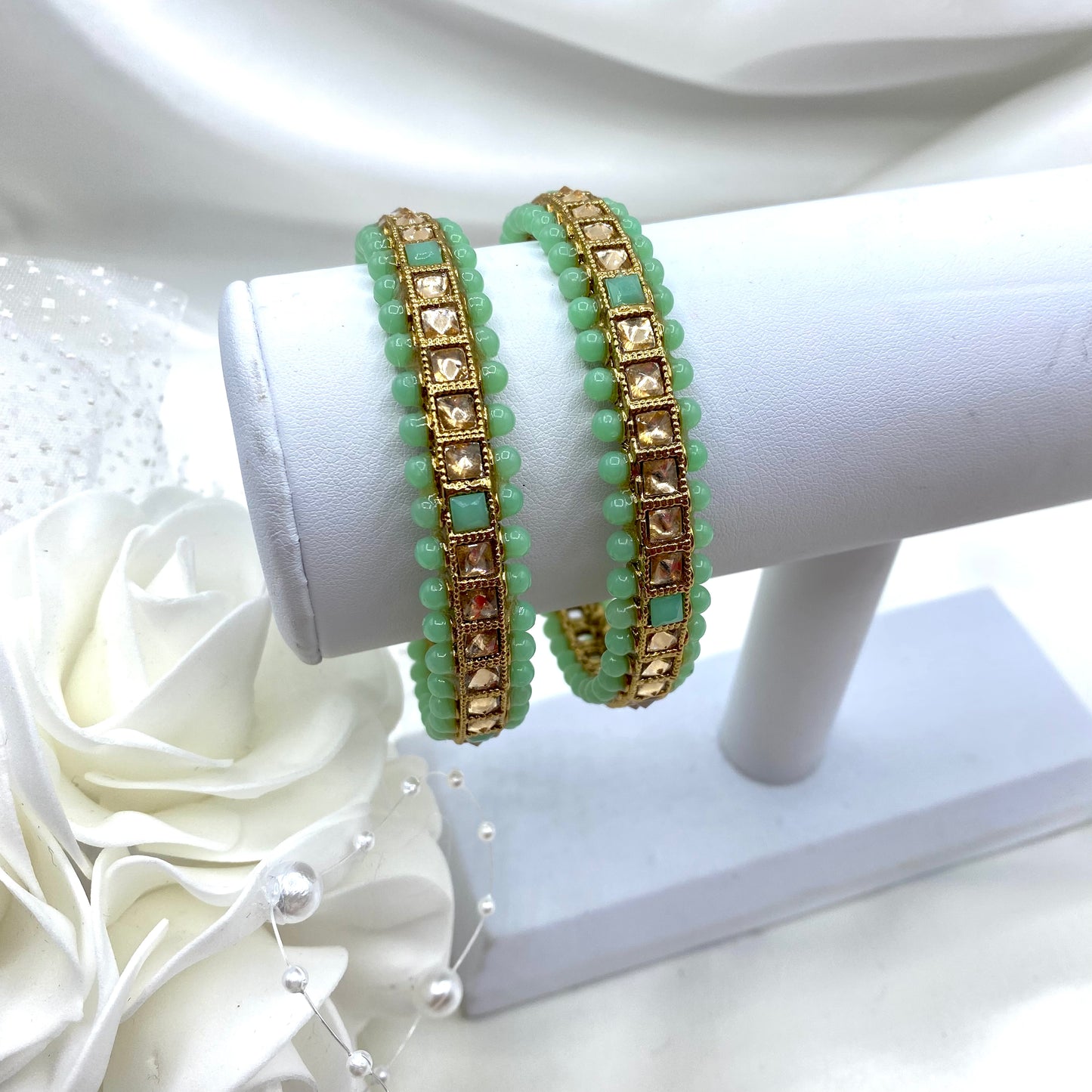 Squares in Green, Mint, Pink