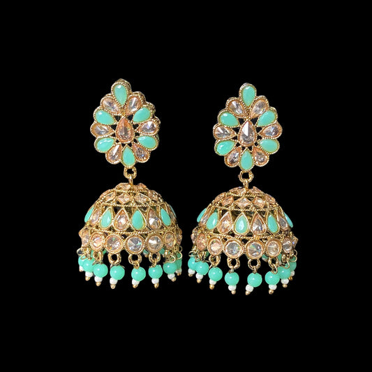 Gold mint jhumki