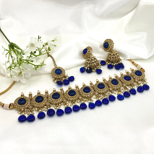 Monalisa Choker in Navy Blue